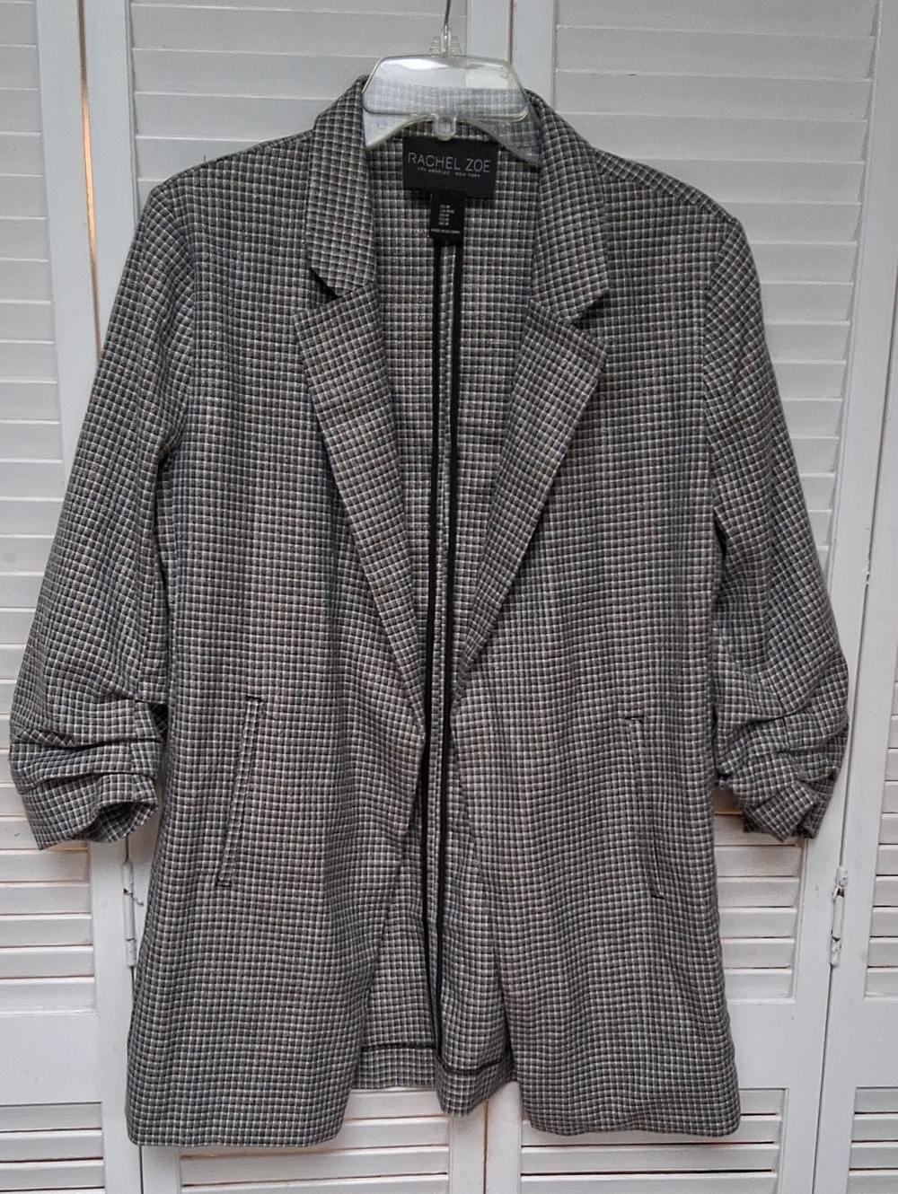 Rachel Zoe Black & Gray Glen Plaid Blazer